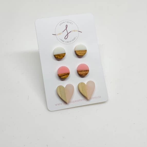Shantiques Mini Creations - Wholesale Jewelry Set - Trio Earrings - wood grain1