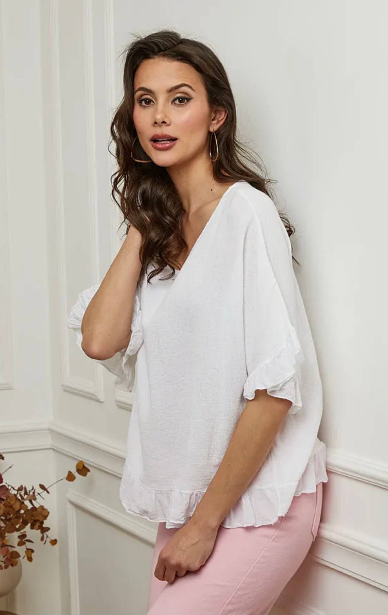 LÉA & LUC - Wholesale Blouse - Women's - Plain blouse in 50% Linen and 50% Cotton REF. 87474