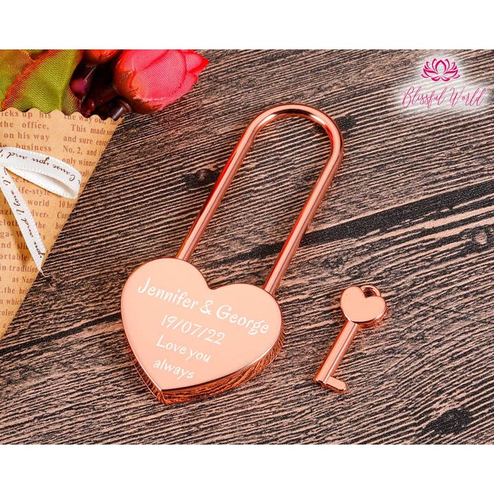 The Blissful - Wholesale Love Card - Bridesmaid Love Lock Custom Engraved Padlock Two Hearts Lock