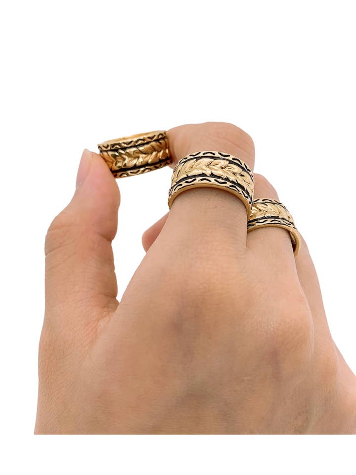 9mm Black Enamel Maile Li Ring for wholesale by Anela's Jewelry