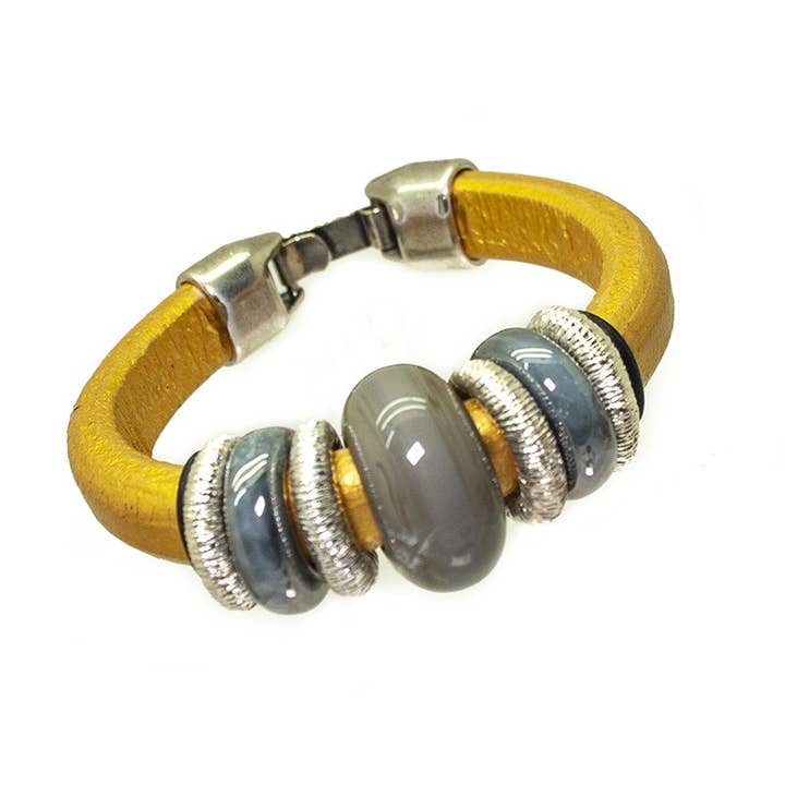 Las Joyas de Amanda - Venta al por mayor Brazalete - Pulsera de Cuero Regaliz Murano