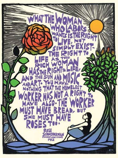 Lo que ella quiere (Pan y Rosas) - Póster de 11x15" para venta al por mayor de Ricardo Levins Morales Art Studio