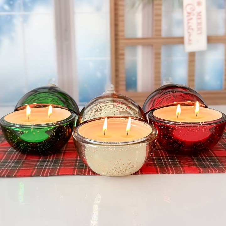 Spirit Glow Home & Body Essentials - Wholesale Candle Holder - *New* Speckled Glass Christmas Ornament Jar Candle 7