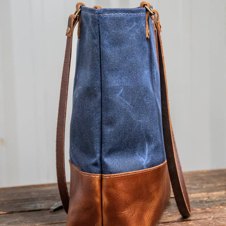 In Blue Handmade - Wholesale Tote bag – Women's - Essential Waxed Canvas and Leather Tote with Options15