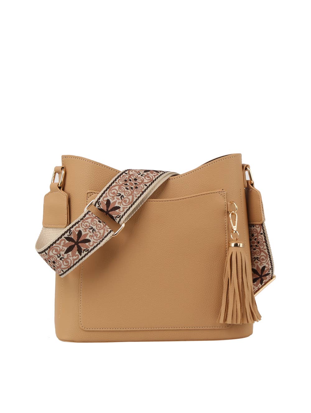 HR CORP - Venta al por mayor Bolso con correa - Mujer - Correa de Guitarra Calin con Bolsillo Frontal y Borla Cruzada9