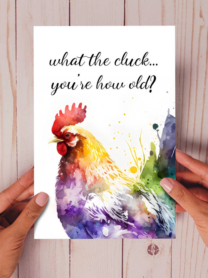 Was zum Gackern.. du bist wie alt? lustige Geburtstagskarte mit Hühnchen für den Großhandel von Homemade Hollydays Wholesale