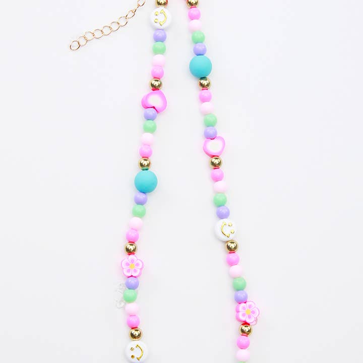 Neon Beaded Smile Heart Necklace for wholesale by Sparkle Sisters by Couture Clips