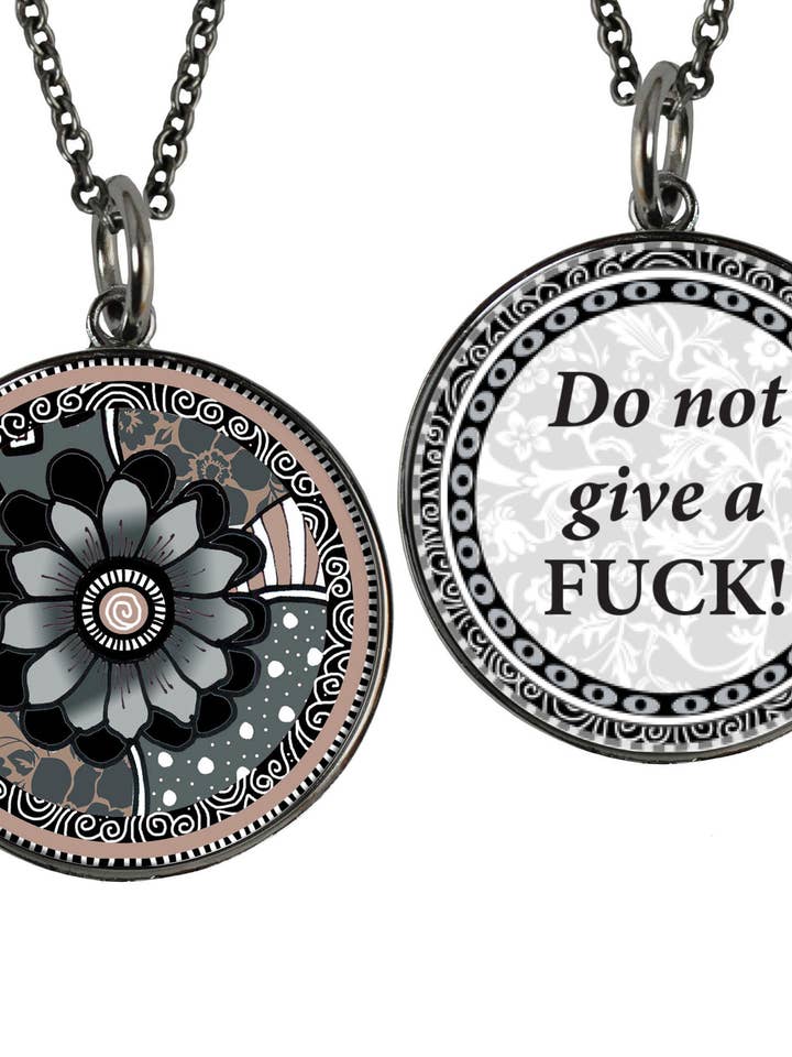 "Fuck" Saying Medium Circle Pendant Necklace for wholesale by SPIRIT LALA LLC
