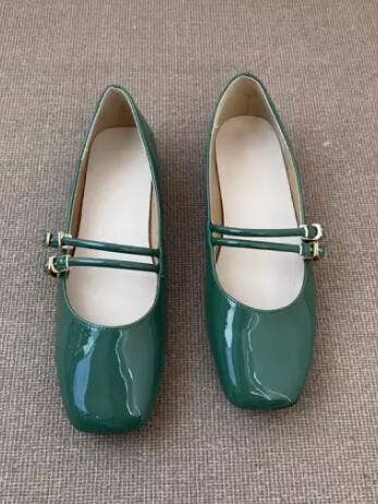 Whisper Mint – wholesale Lågskor - Dam – Mjuk retro fyrkantig tå Mary Jane skor spänne grunda platta