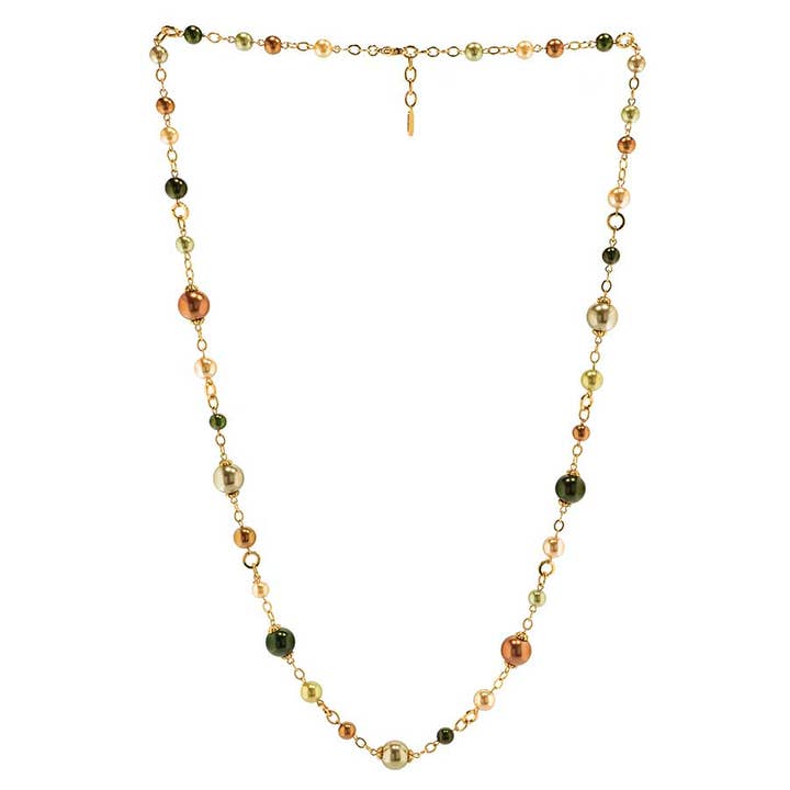 Long necklace of colored pearls and crystals for wholesale by Bijoux Jean André S.R.L.