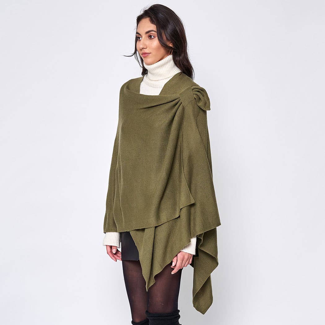 Fashion City - Wholesale Poncho - Women's - Solid Ruana with Shoulder Strap20