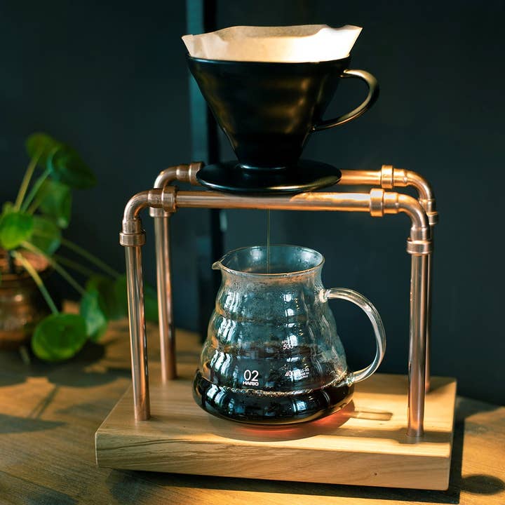 K.offeemaker - Vente Cafetières à filtres - BrühBert K.offeemaker : cafetière à verser traditionnelle en bois naturel et cuivre4