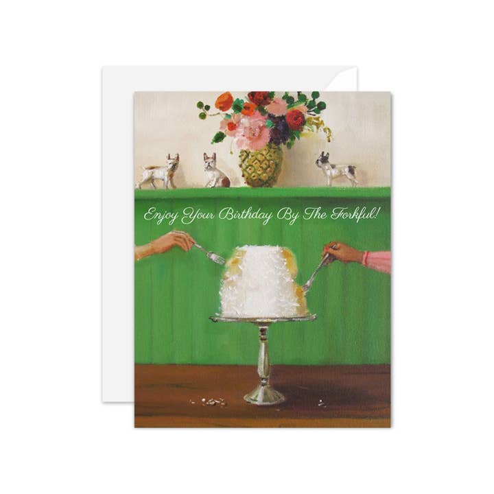 Enjoy Your Birthday By The Forkful! Card for wholesale by JANET HILL STUDIO