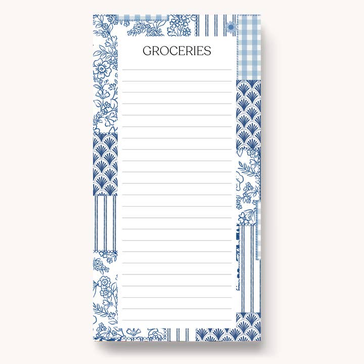 Coastal Patchwork Magnetic Grocery List Notepad for wholesale by Elyse Breanne Design