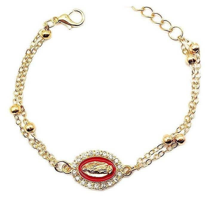 12pk Virgen de Guadalupe Multi Chain Bracelet for wholesale by Diacly