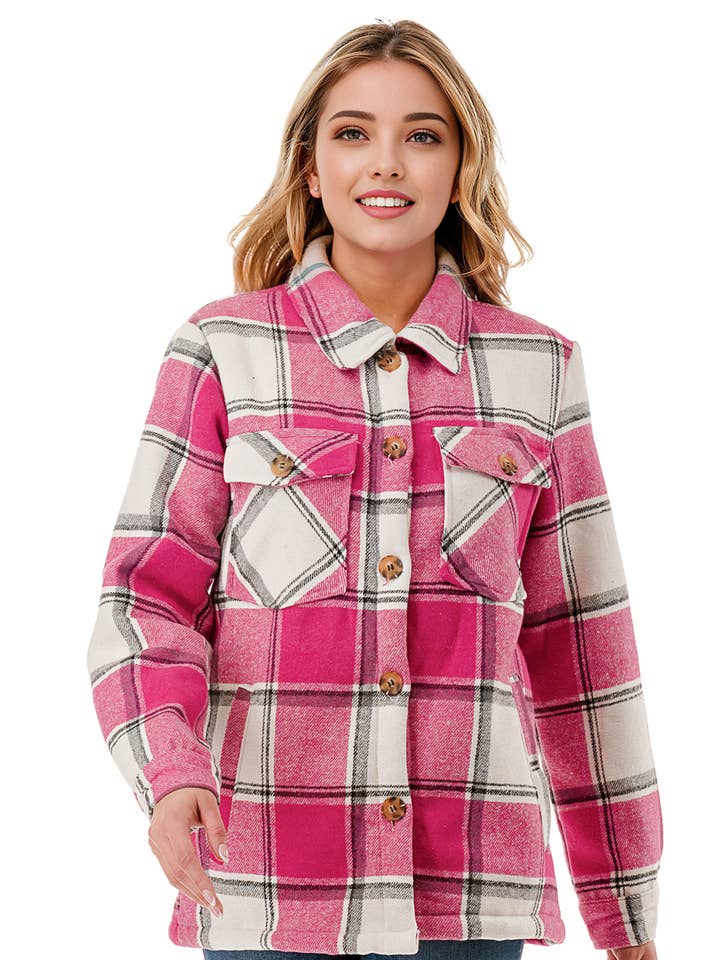 Color 5 – wholesale Skjortjacka/jackett – Dam – Flanellskjorta med rutmönster och foder av päls, med fickor.0