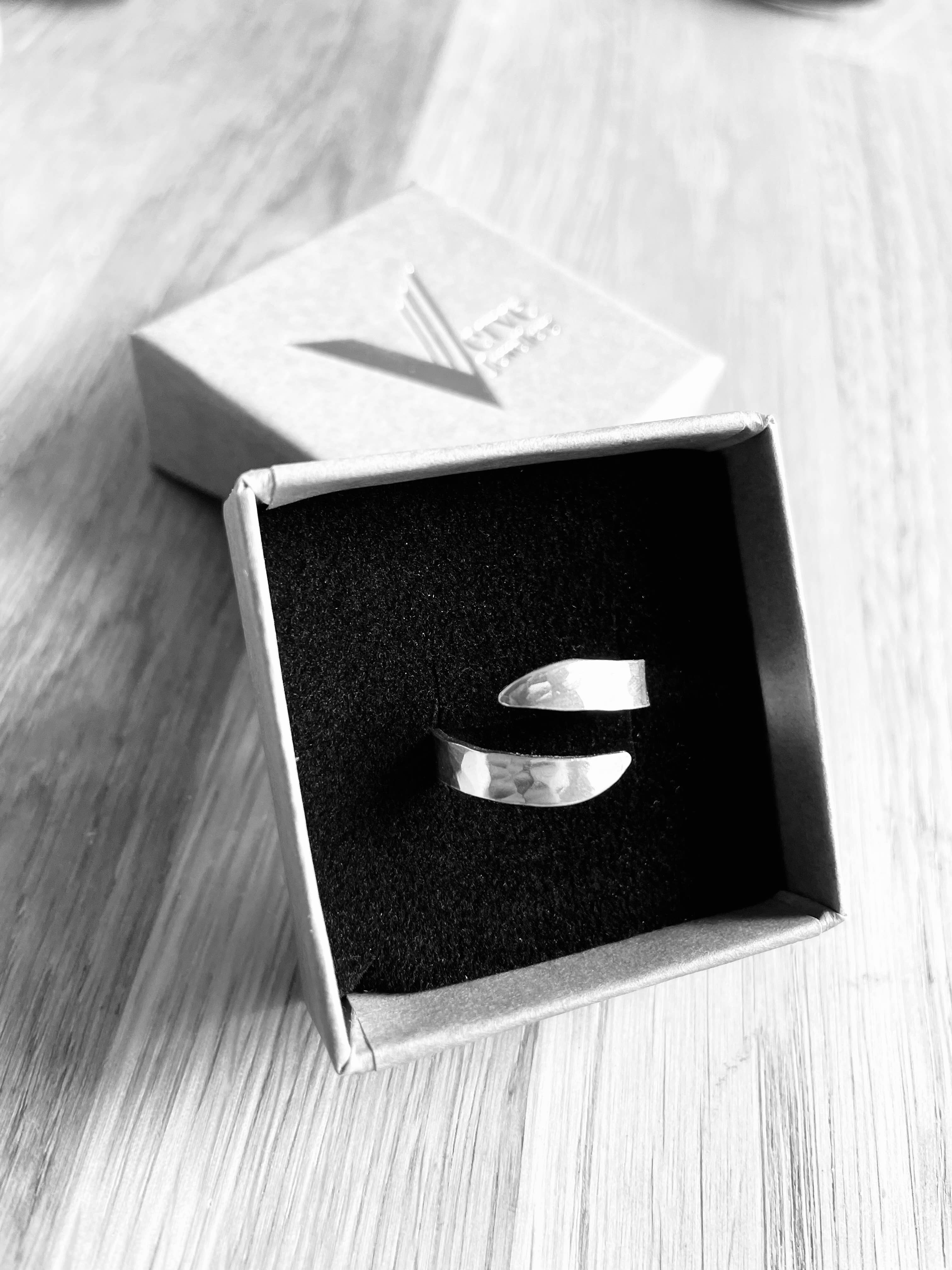 Verve Jewellery – wholesale Band/stacked ring – Adjustable sterling silver ring, wave ring, one size ring,5