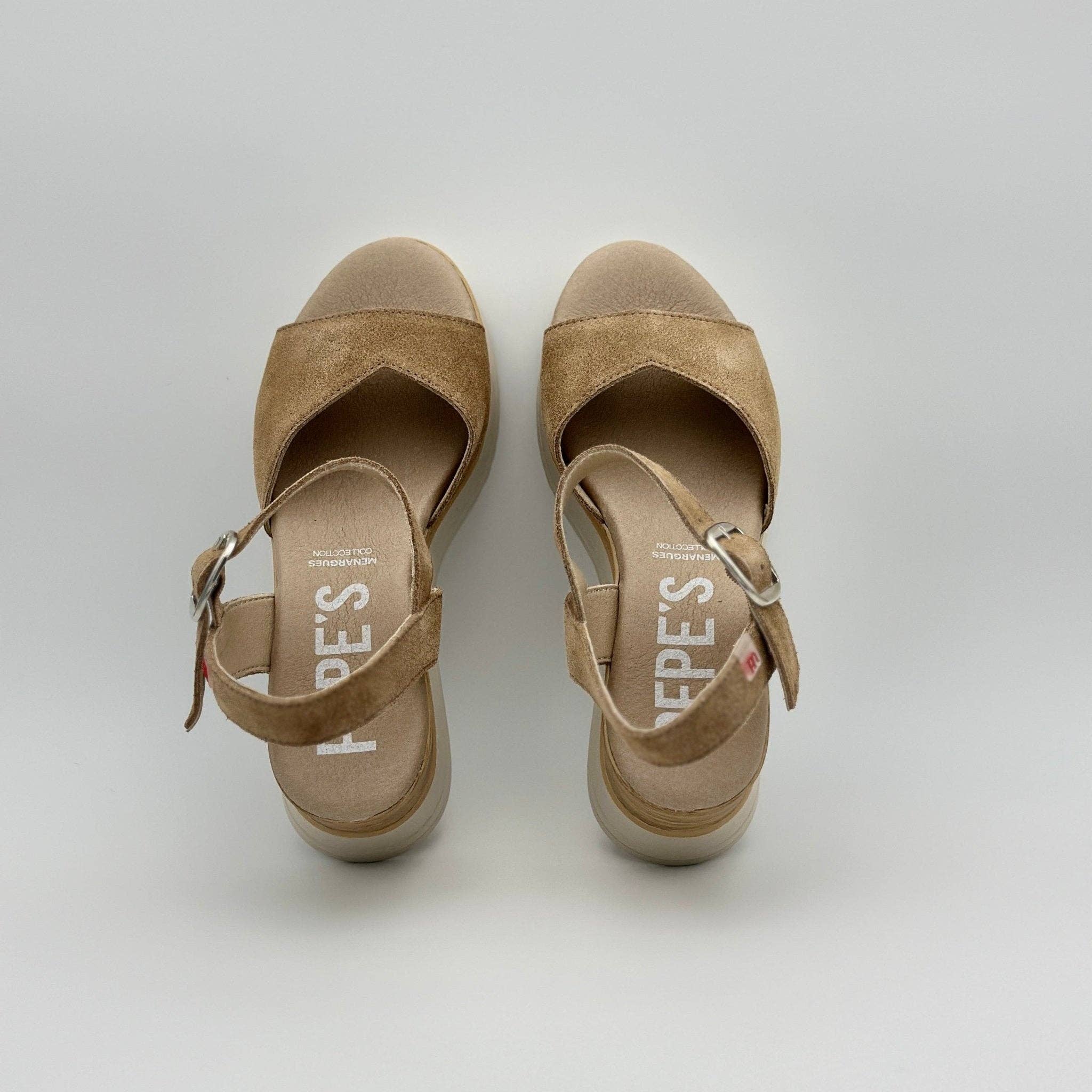 Beige Pepe Menargues mujer sandalias hebilla 11180 serraje bambi violeta beig natural 50612 for wholesale on Faire2