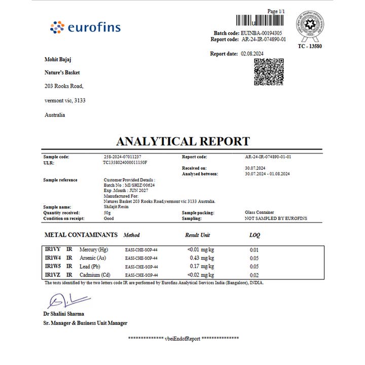 Natures Basket - Wholesale Oral Supplement/Vitamin - Pure Himalayan Shilajit Resin lab tested with B12 (25 Grams)1