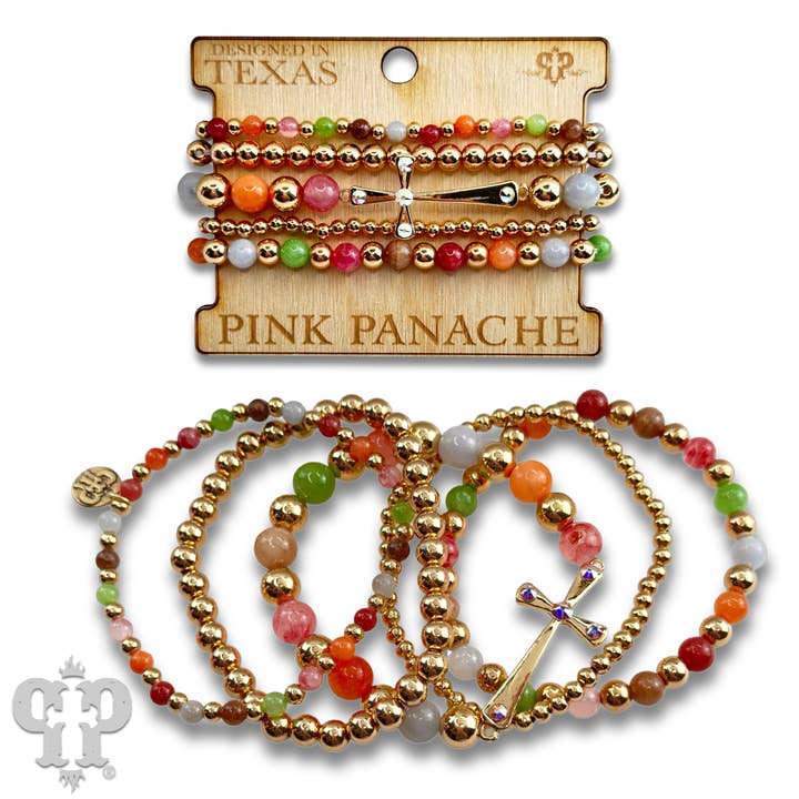 Pink Panache Brands - Wholesale Charm/Dangle Bracelet - Shiny finish cross bracelet with Austrian crystals