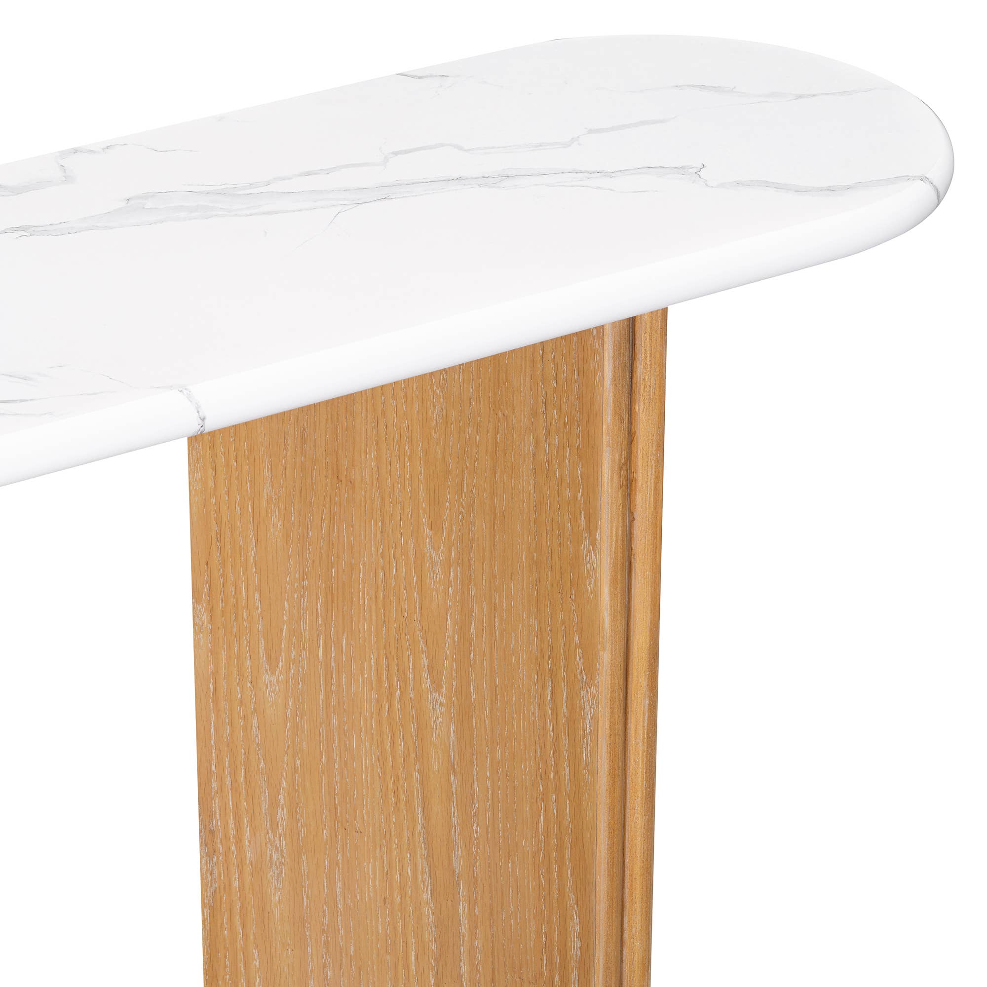 HOMYCASA DESIGN INC - Wholesale Console Table - Narrow Console Table Oval Faux Marble Top Natural+White11