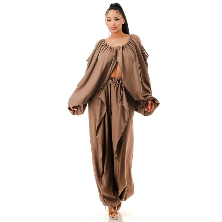 SOFT DRAPE STATEMENT SET for wholesale by Black Pearl Clothing