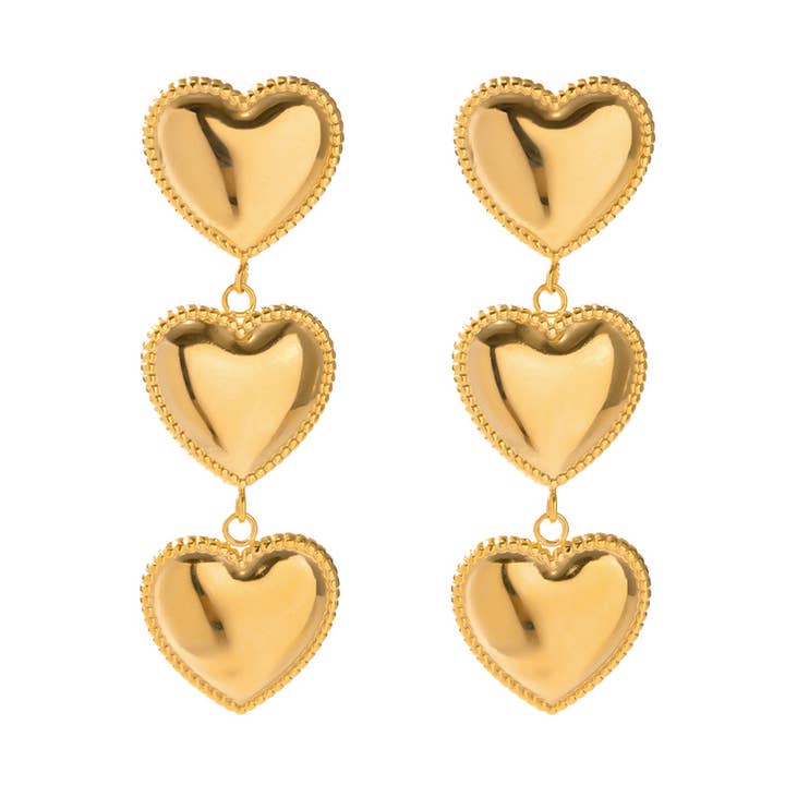 Long Earrings with 3 Hearts for wholesale by LOUIZ