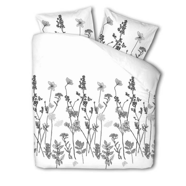 NHP International - Wholesale Bedding Set - 2-pack White duvet covers with flower print - 140x220cm
