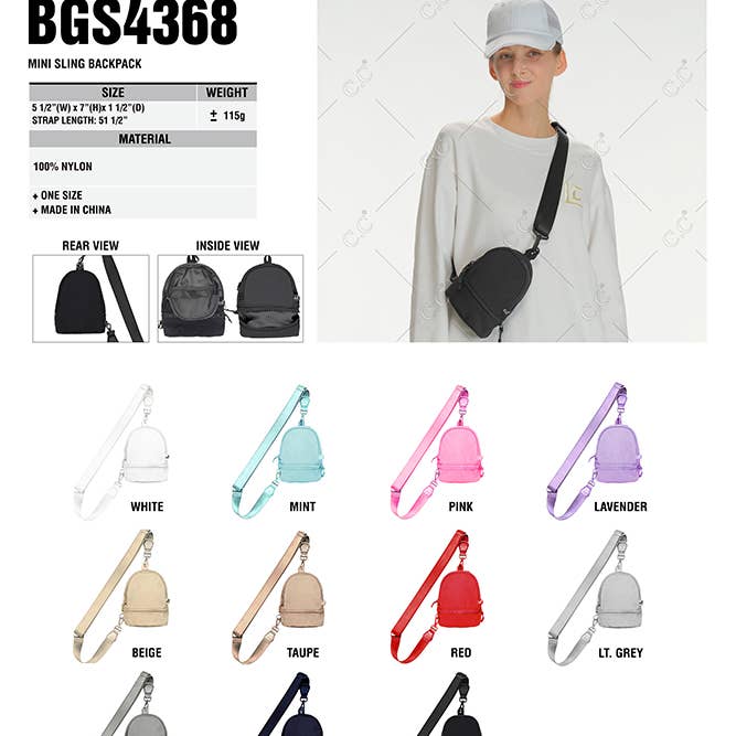 Hana - Wholesale Crossbody Bag - Women's - C.C Mini Solid Sling Backpack7