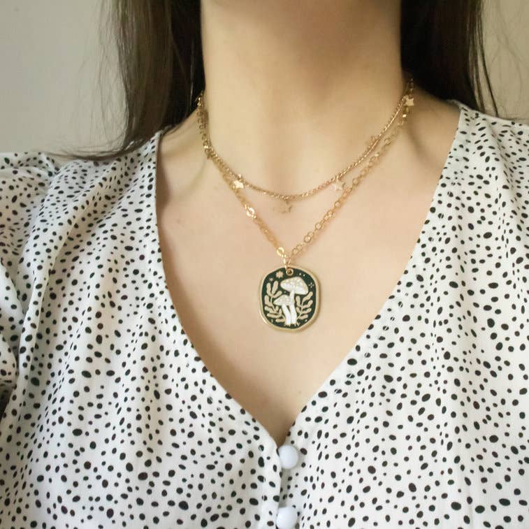 Ocean Hughes - Wholesale Pendant/Charm Necklace - Mushroom Enamel Pendant Necklace0