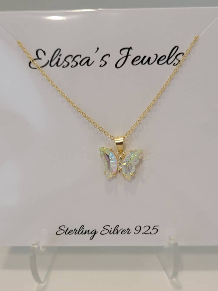 Sterling Silver 925 Gold Plated Butterfly Necklace for wholesale by Elissas Jewels