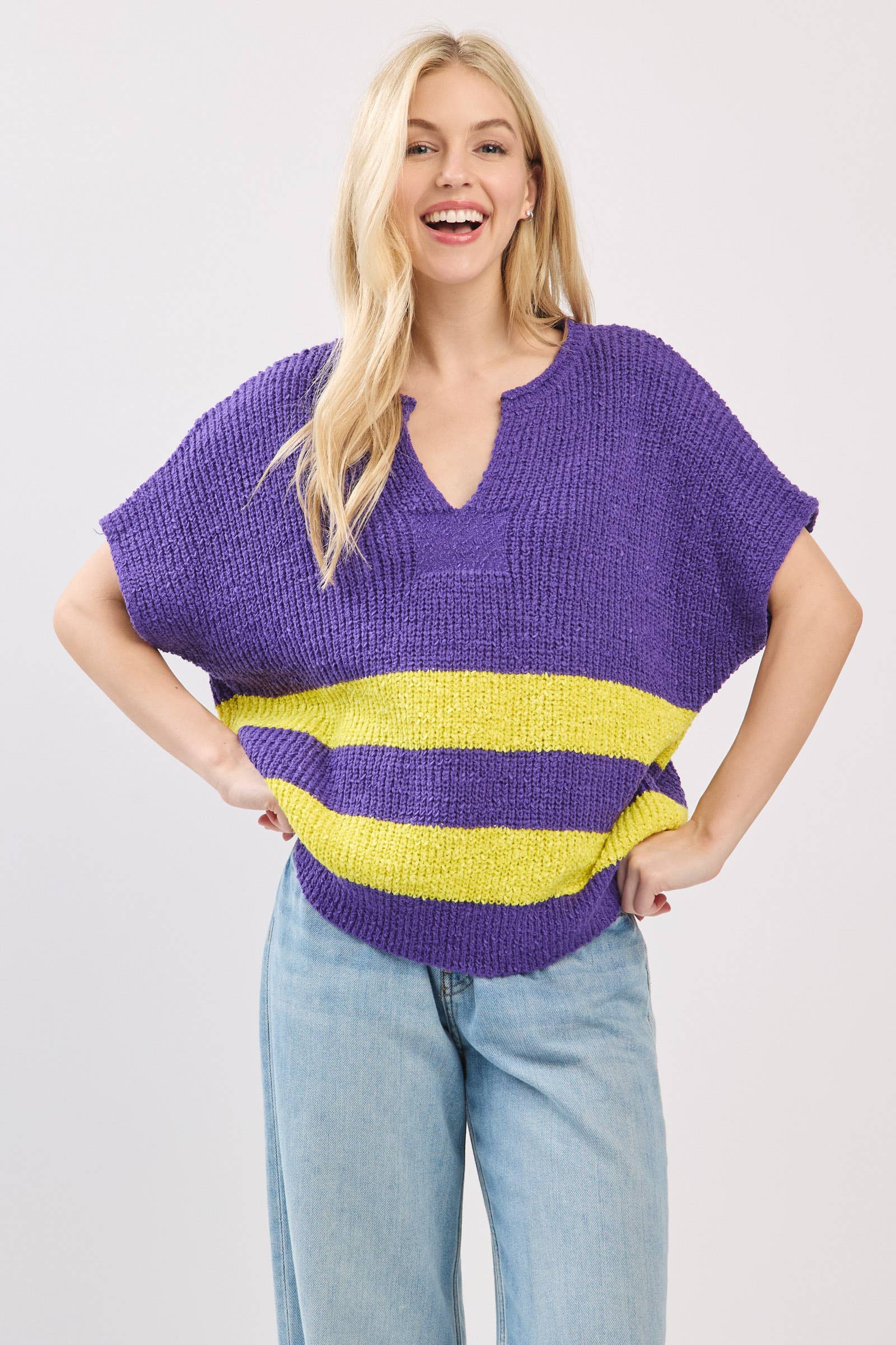 Sewn and Seen - Wholesale Knit Sweater - Women's - Stripe Knit Sleeveless Sweater28