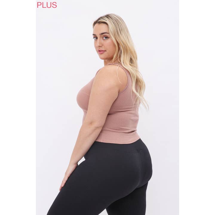 Sweet Generis - Wholesale Tanktop - Dames - PLUS GERIBBELDE HENLEY TANKTOP MET DRUKKNOPEN - Citroenkleur6