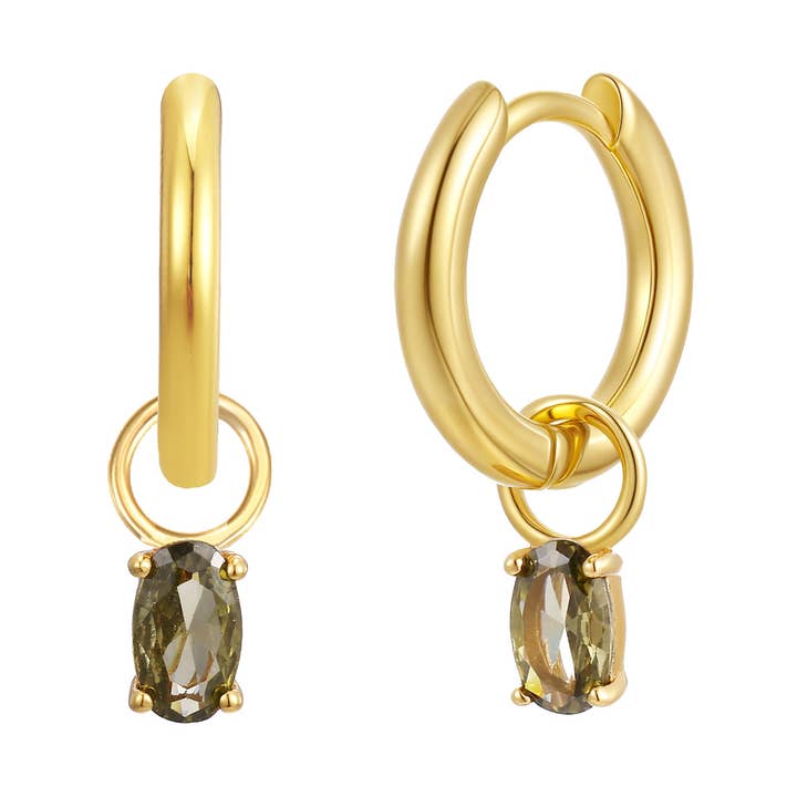 August Huggie Hoop Födelsesten Charmörhängen för wholesale av Gold Trip