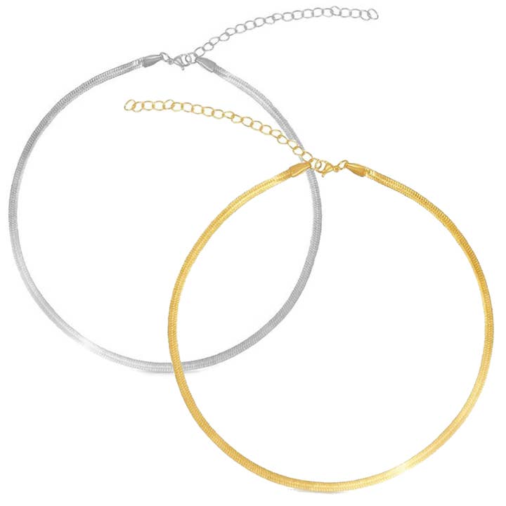 Herringbone Snake Choker Necklace (4mm) for wholesale by KIKICHIC
