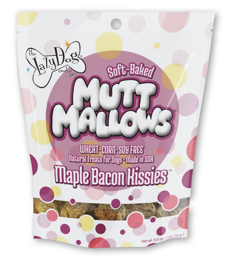 Pet Palette Distribution - Wholesale Pet Treats - Dog - Lazy Dog Mutt Mallows Maple Bacon Kissies Dog Treat 5oz