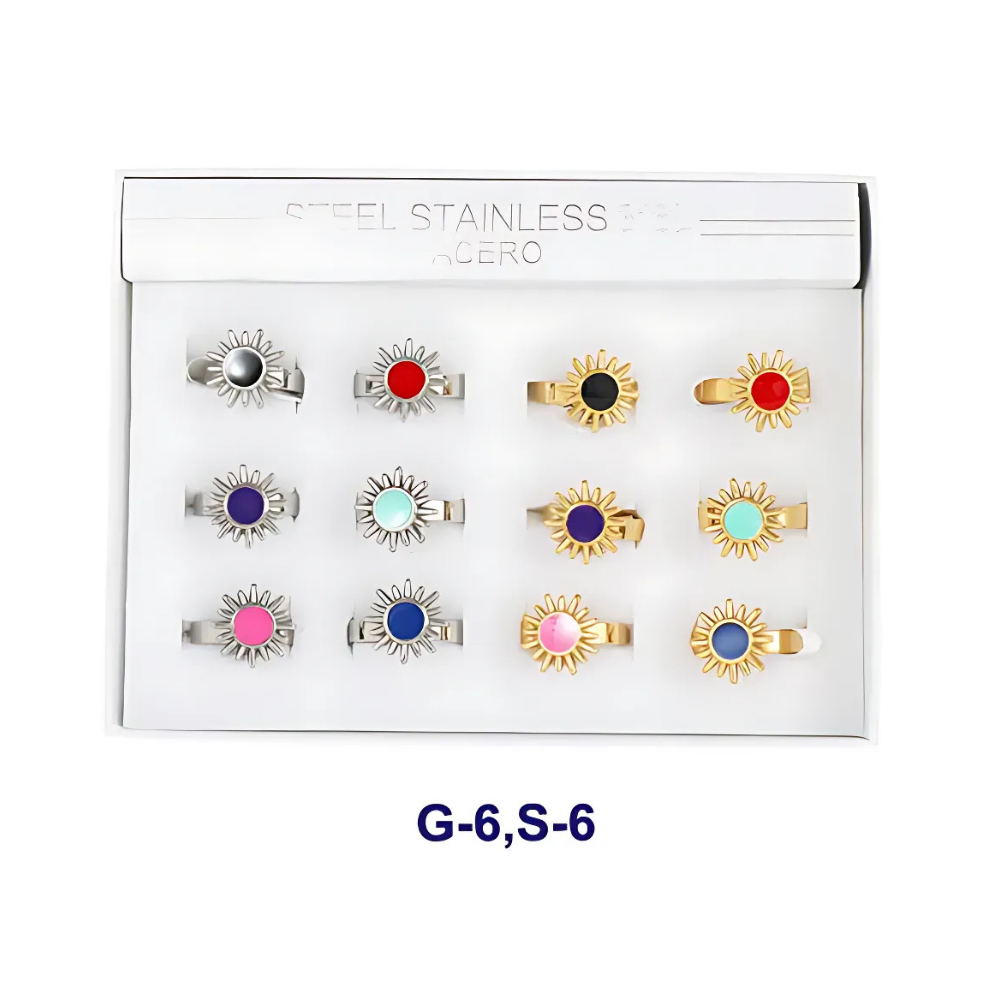 Atlas Fashion - Wholesale Band/Stacked Ring - Stainless Steel Enamel Sun Ring1