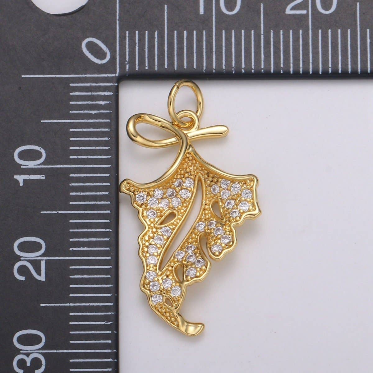 Aim Eternal - Wholesale Individual Charm/Pendant - 24K Gold Maple Leaf Charm Gold Maple Leaf Charm Cubic Maple Leaf Charm Nature or Forest Jewelry Inspired E-2082