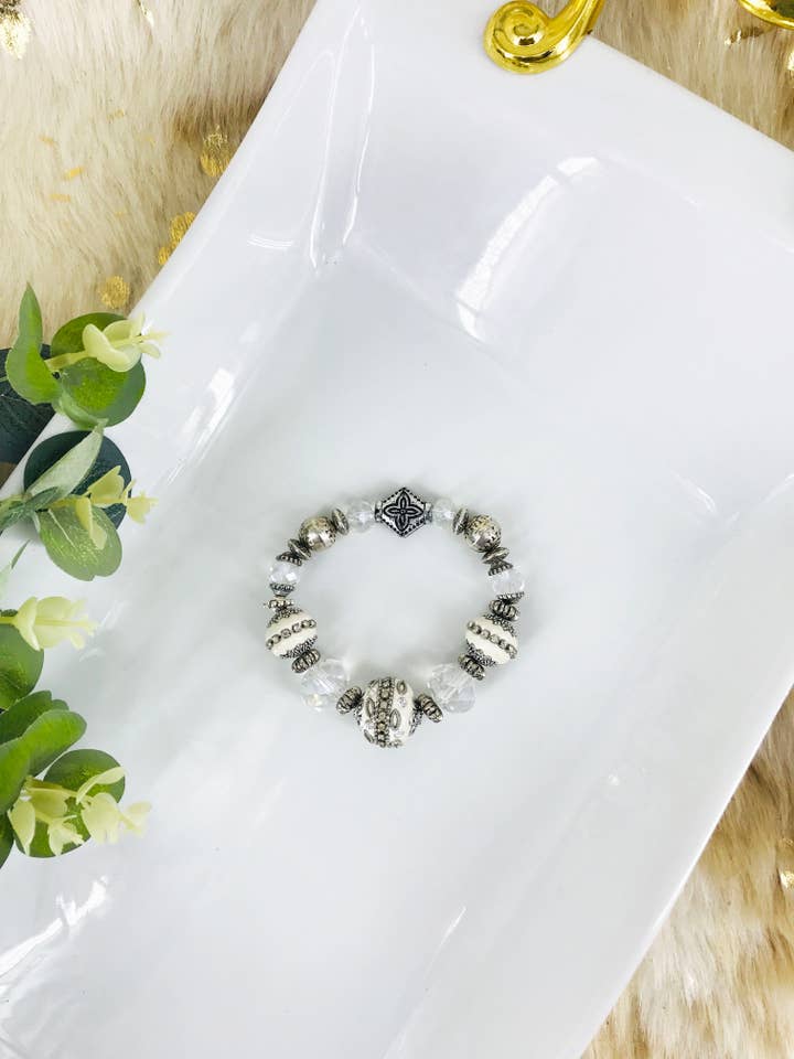 Pulseira Fita de Vidro Big & Bold Coleção Bold - B1458 por atacado de Magnolia & Peach Jewelry Boutique, LLC