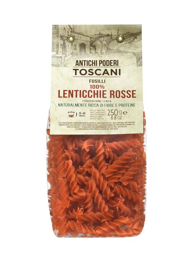 Artisanal Pasta Fusilli 100% Red Lentils 250g for wholesale by Antico Pastificio Morelli 1860