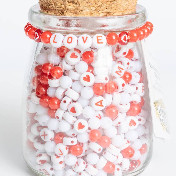 Red and White LOVE Letters and Hearts DIY Bead Jar for wholesale by Jewelry Made by Me