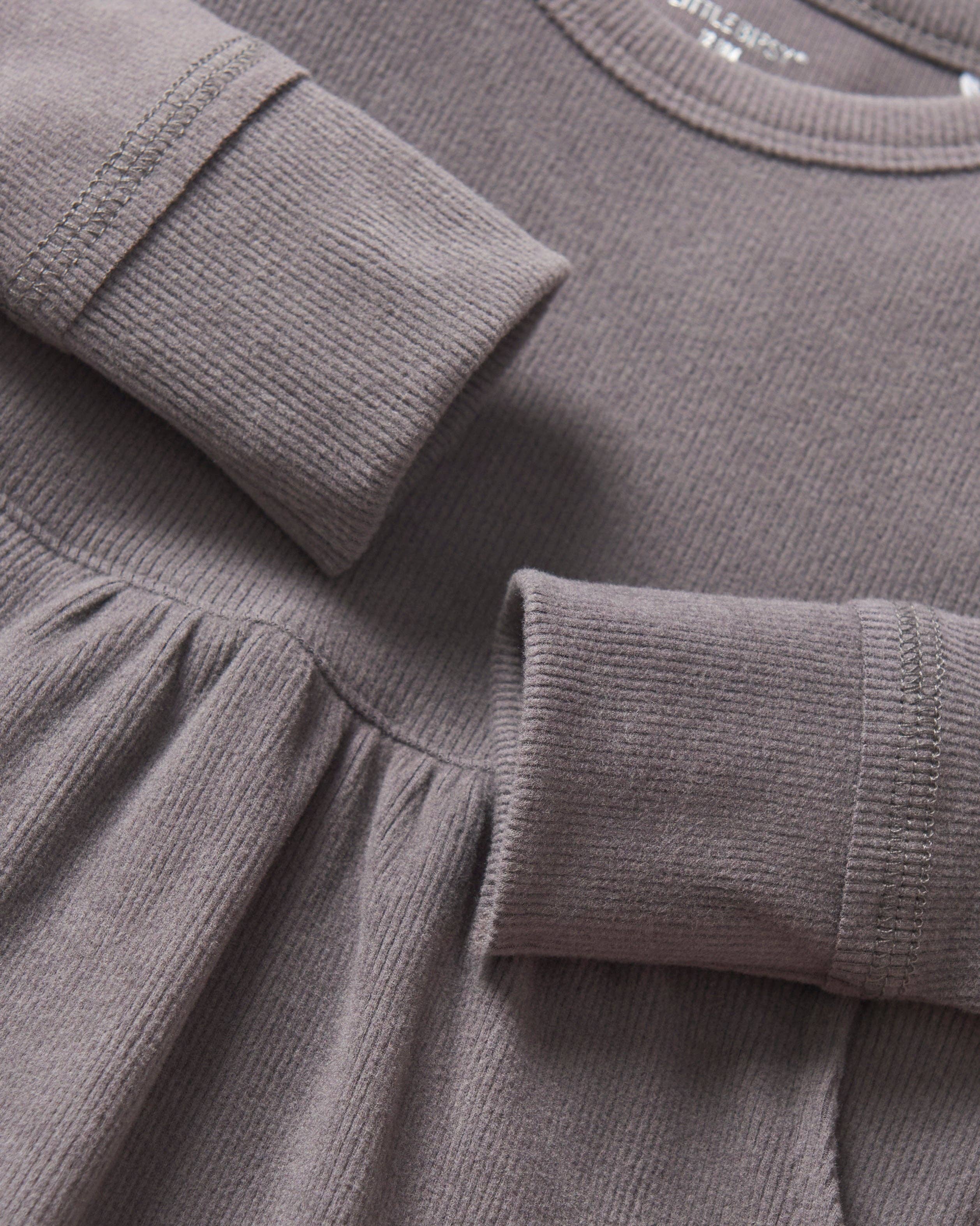 Little Bipsy - Wholesale Dress - Kids - Long Sleeve Ribbed Dress - Graphite5
