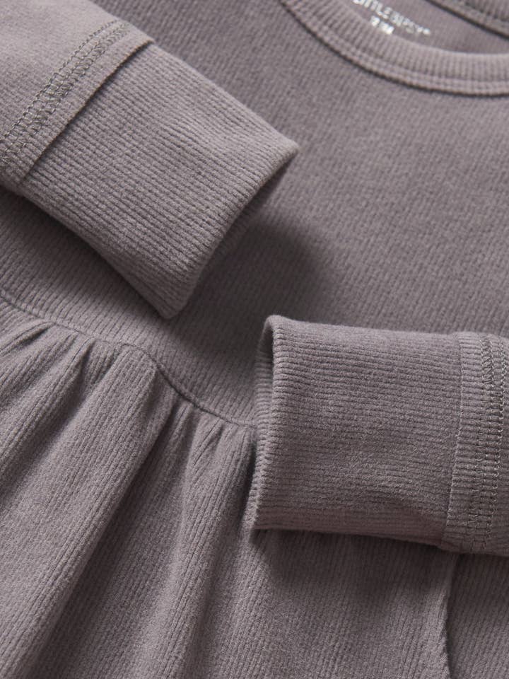 Little Bipsy - Wholesale Dress - Kids - Long Sleeve Ribbed Dress - Graphite5