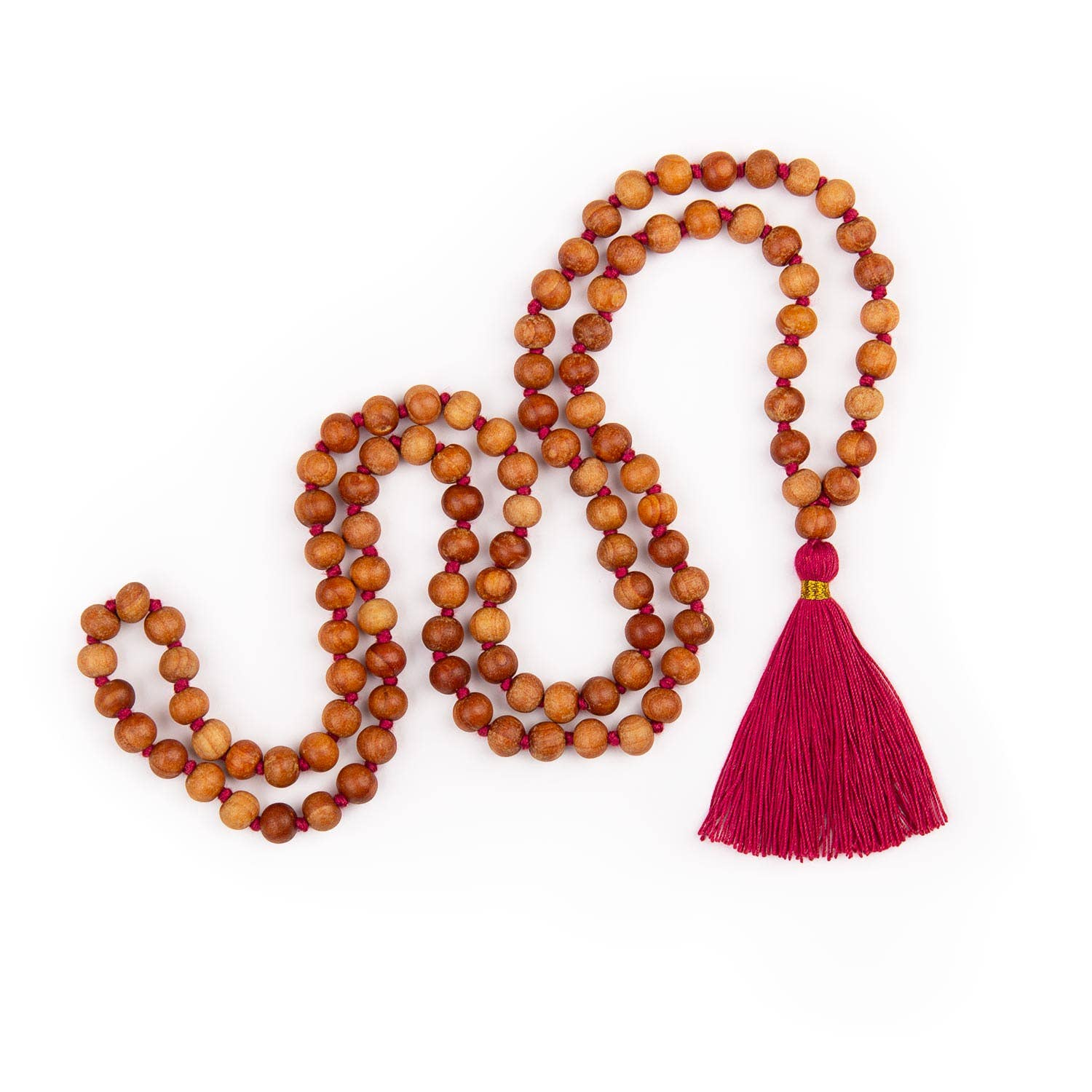 Bodynova - Wholesale Prayer Beads Necklace - Mala Yoga necklace with sandalwood scent, coloured tassel, 10813