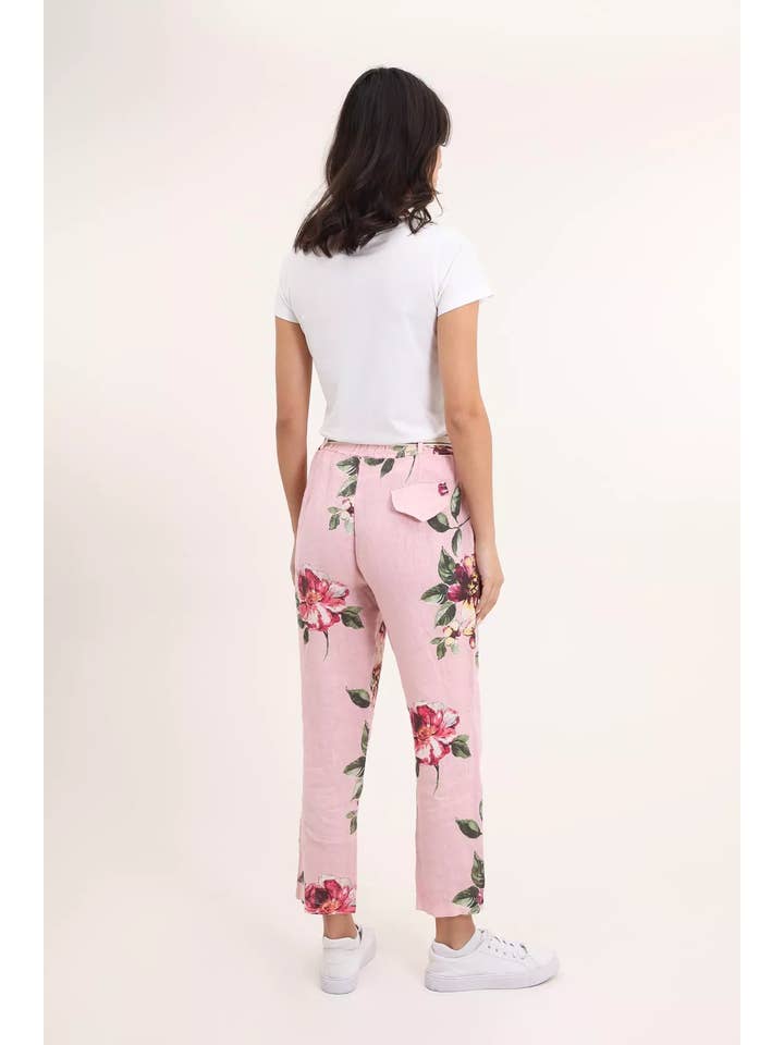 la maison des fibres naturelles - Wholesale Pants - Women's - floral print linen trousers 1450 100% linen