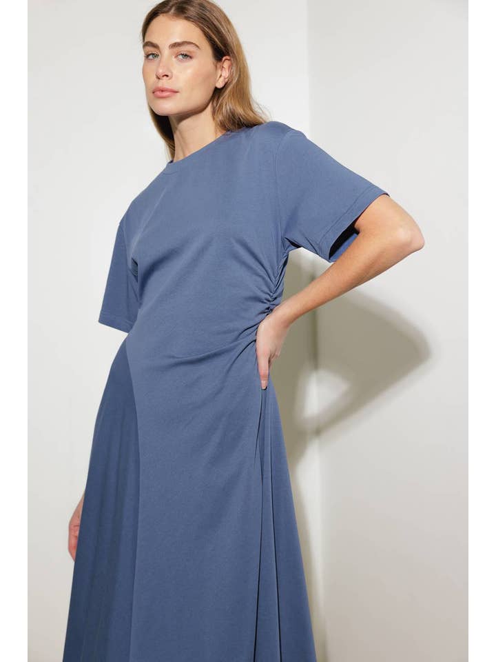 A solid knit midi dress - FD1032 SLATE BLUE for wholesale on Faire5