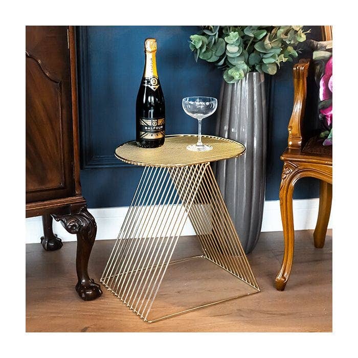 Candlelight Products Ltd – wholesale Side table – Wire Foot stool / Table in Gold 1PK1