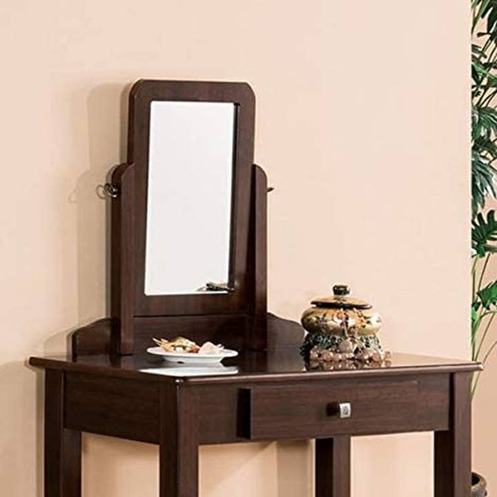 Espresso Transitional Vanity Set with Mirror, Stool (Espresso) for wholesale on Faire