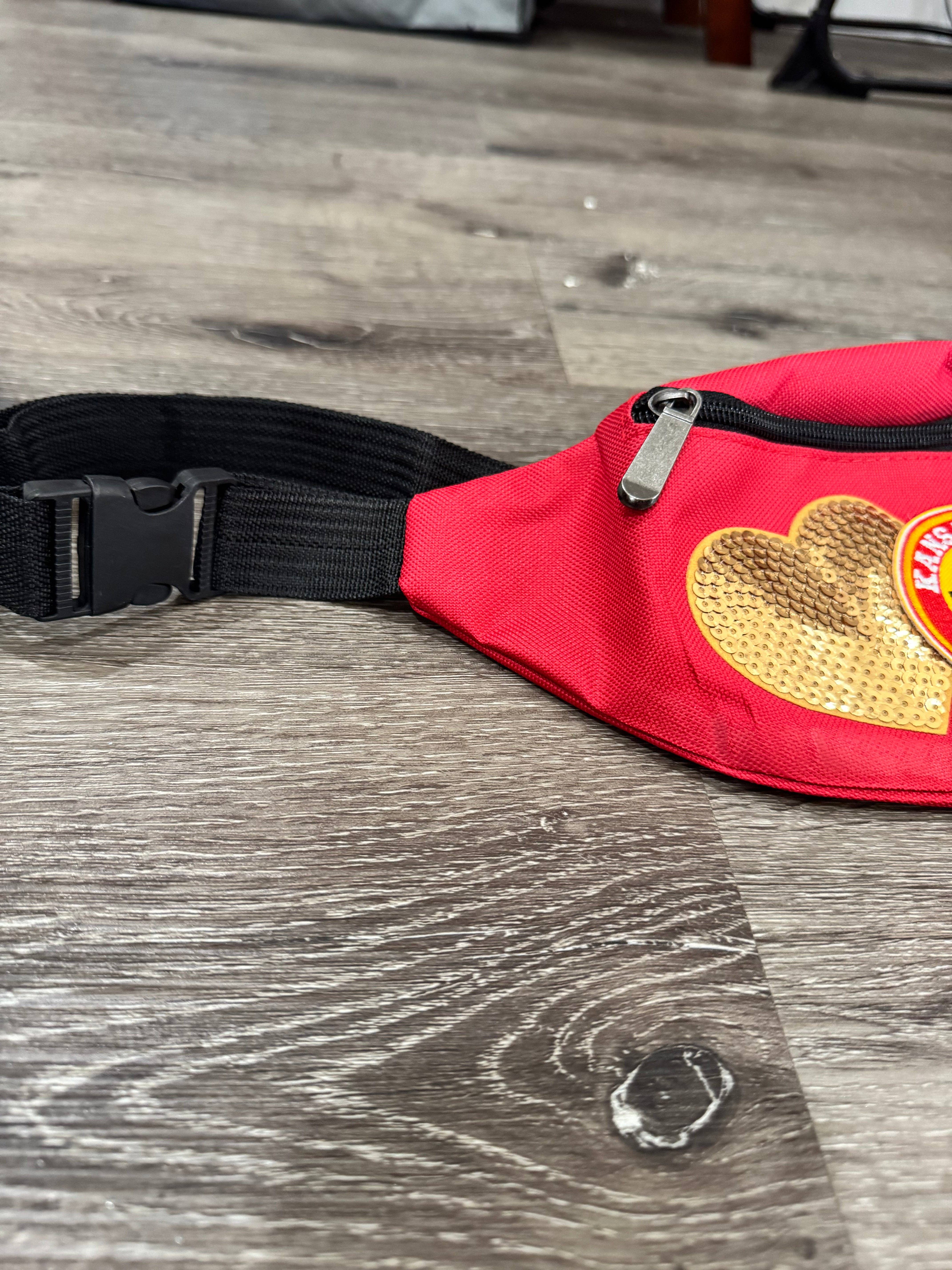 Patchwrx Customs Hat Bar - Wholesale Belt Bag - Women's - Kansas City Chiefs Hearts Canvas Fanny Pack Bag5