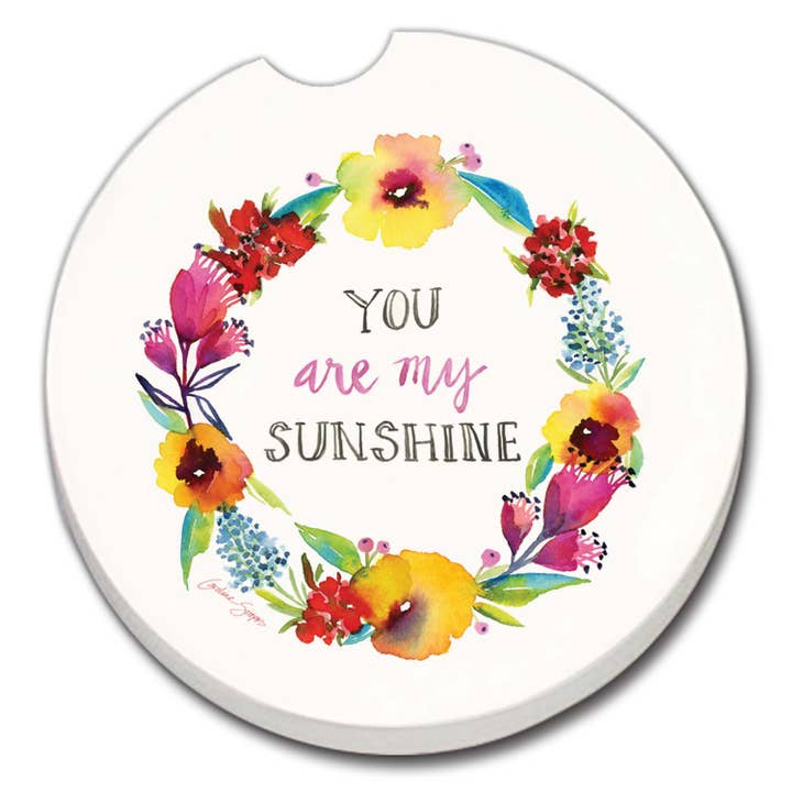 "You Are My Sunshine " 1 Pack Absorbent Stone Car Coaster for wholesale by Conimar Promotions